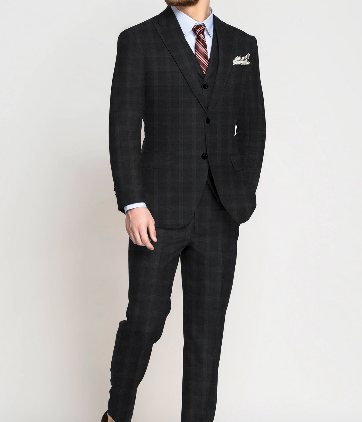 Blue Charcoal Checks Vegan Suit- view-2