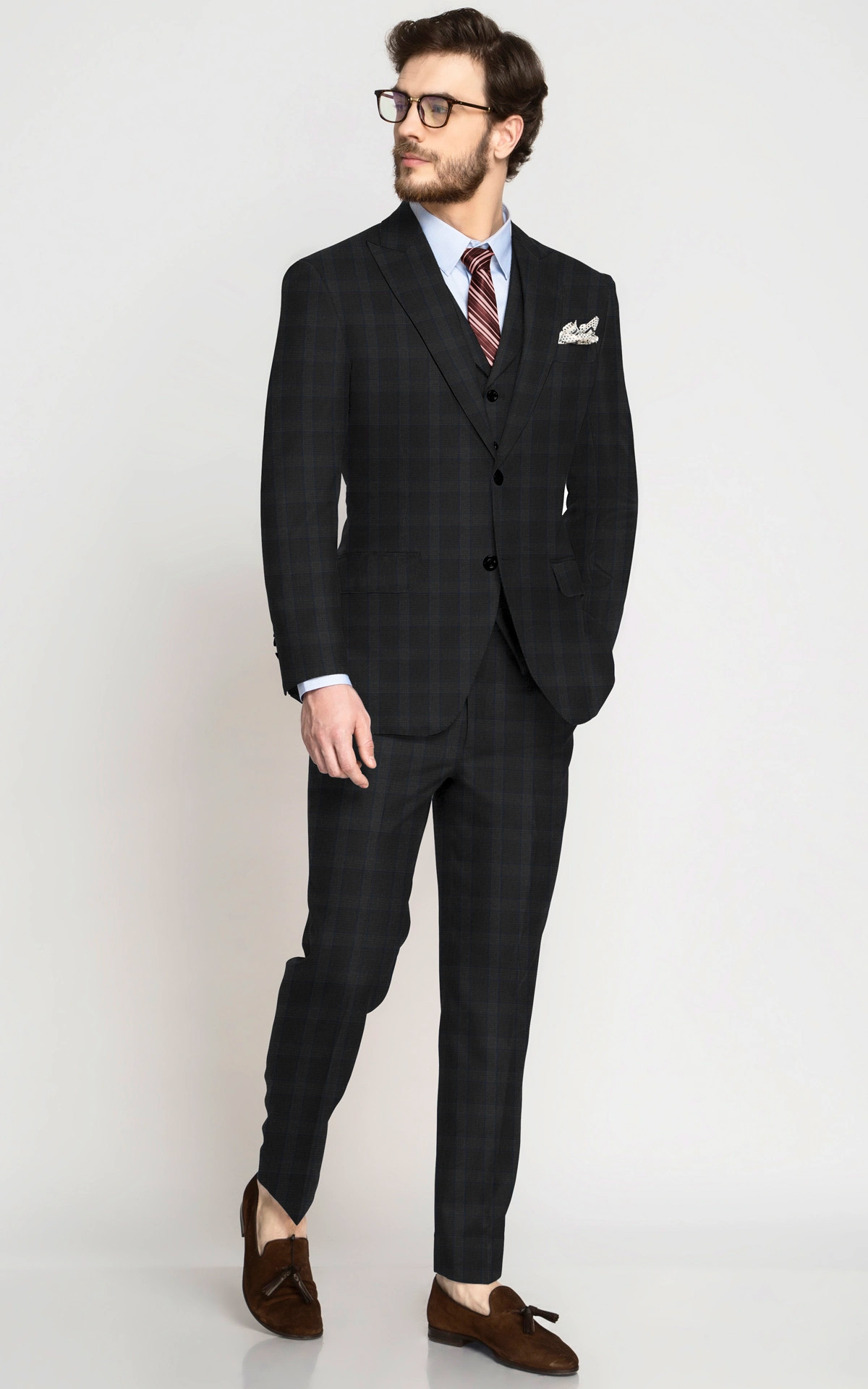 Blue Charcoal Checks Vegan Suit