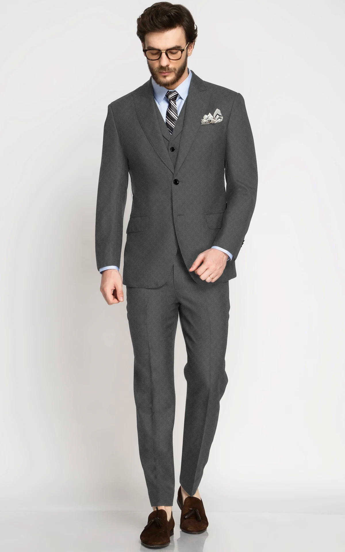Grey Birdseye Vegan Suit