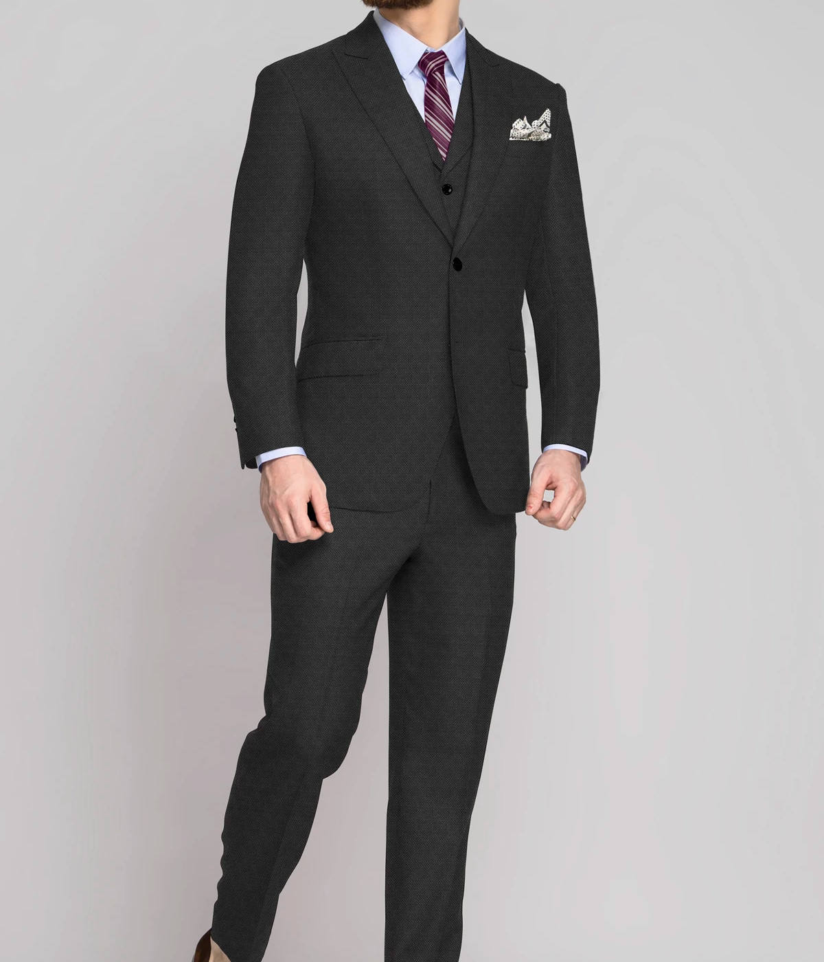 Charcoal Grey Birdseye Vegan Suit- view-2