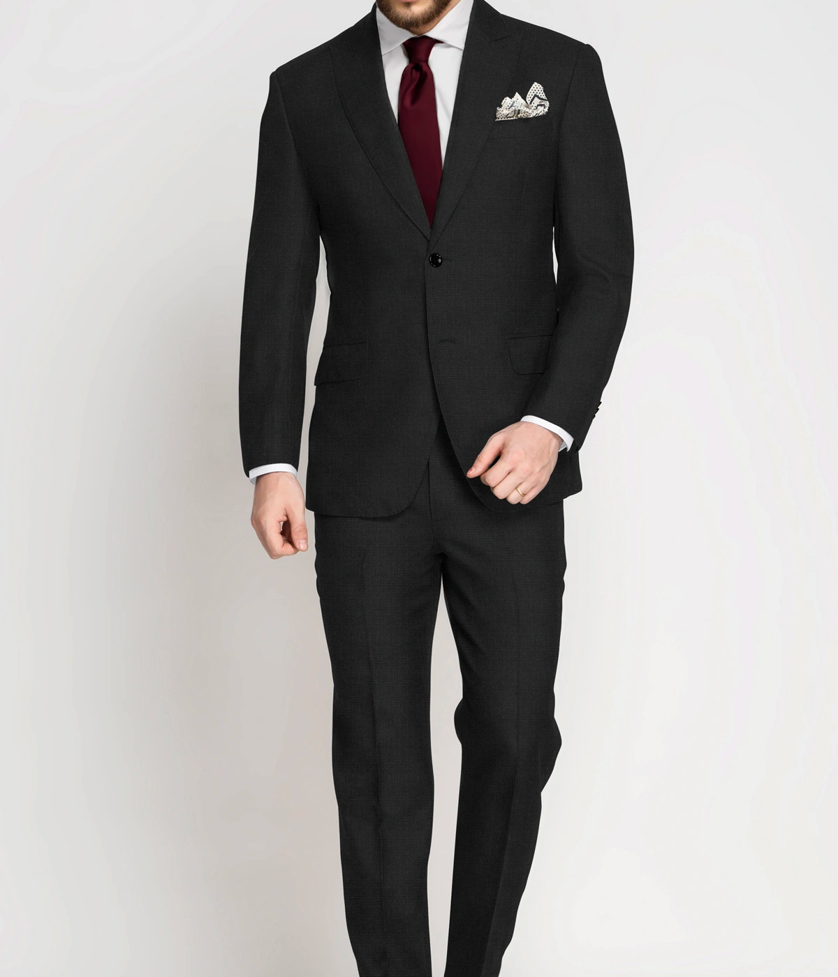 Charcoal Black Nailhead Vegan Suit- view-2