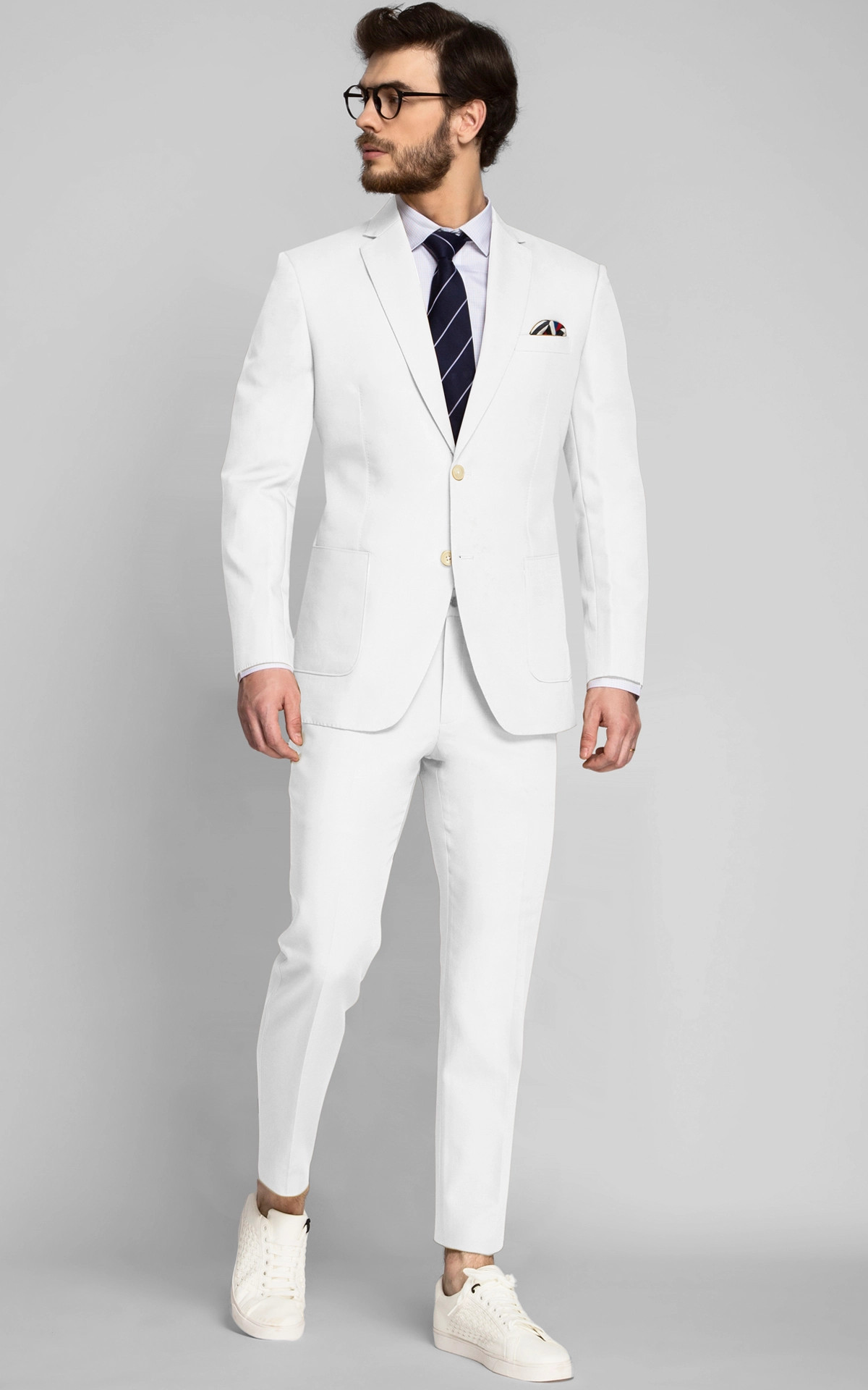 Napoli White Cotton Suit