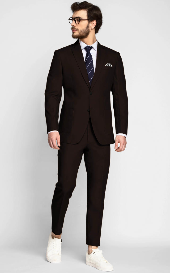 Chocolate Brown Cotton Suit image