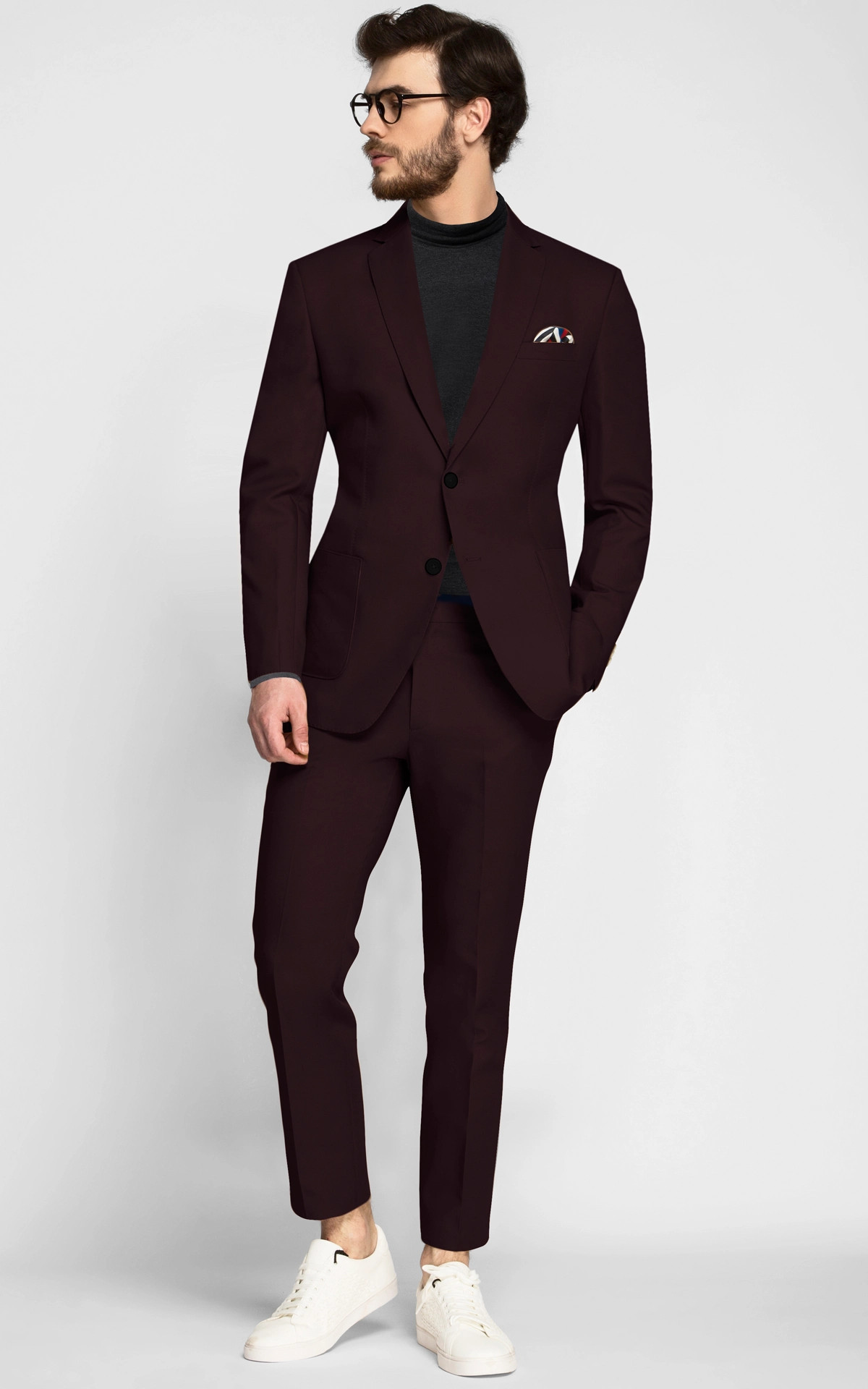 Havana Burgundy Cotton Suit