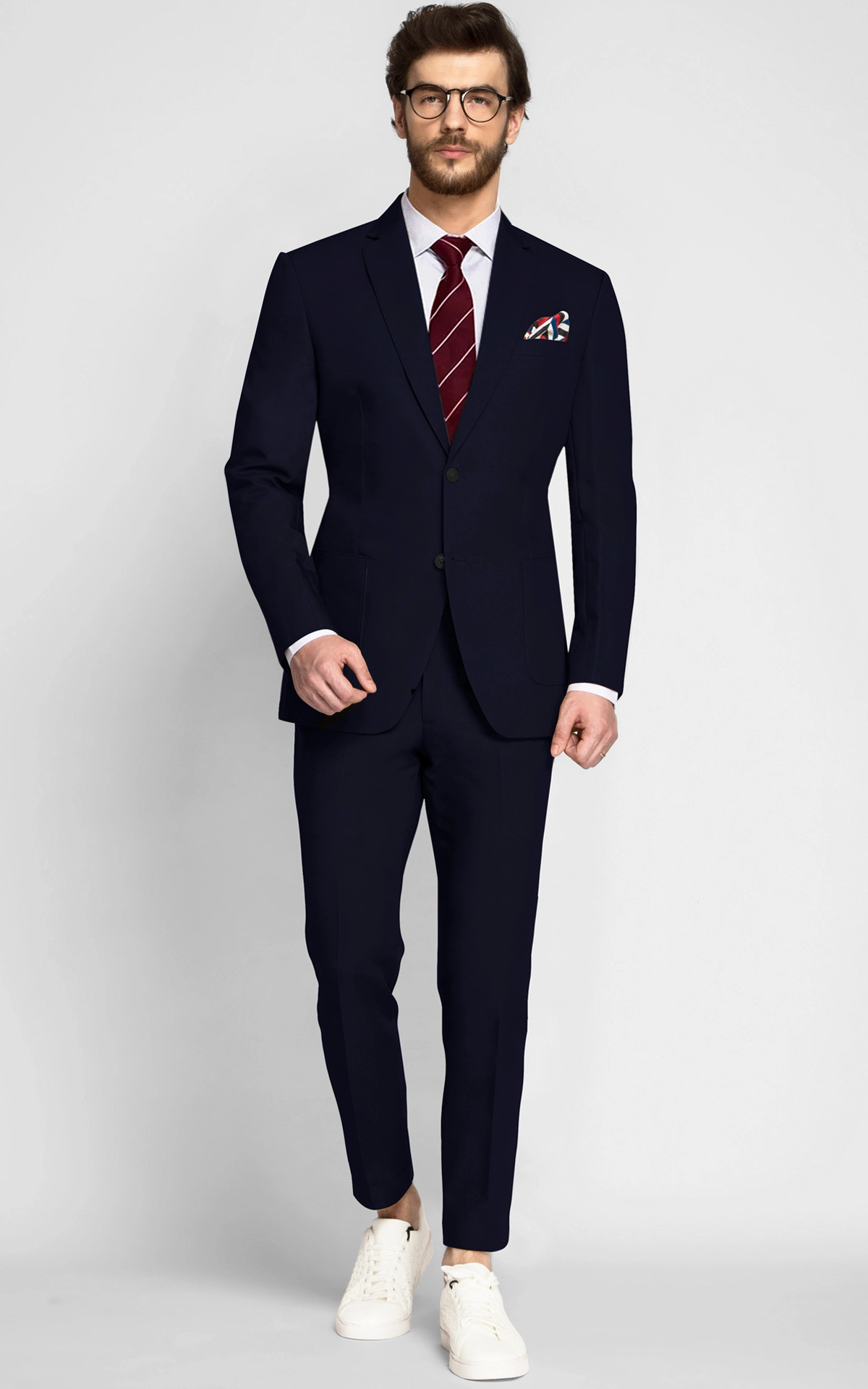 Debonair Navy Blue Cotton Suit