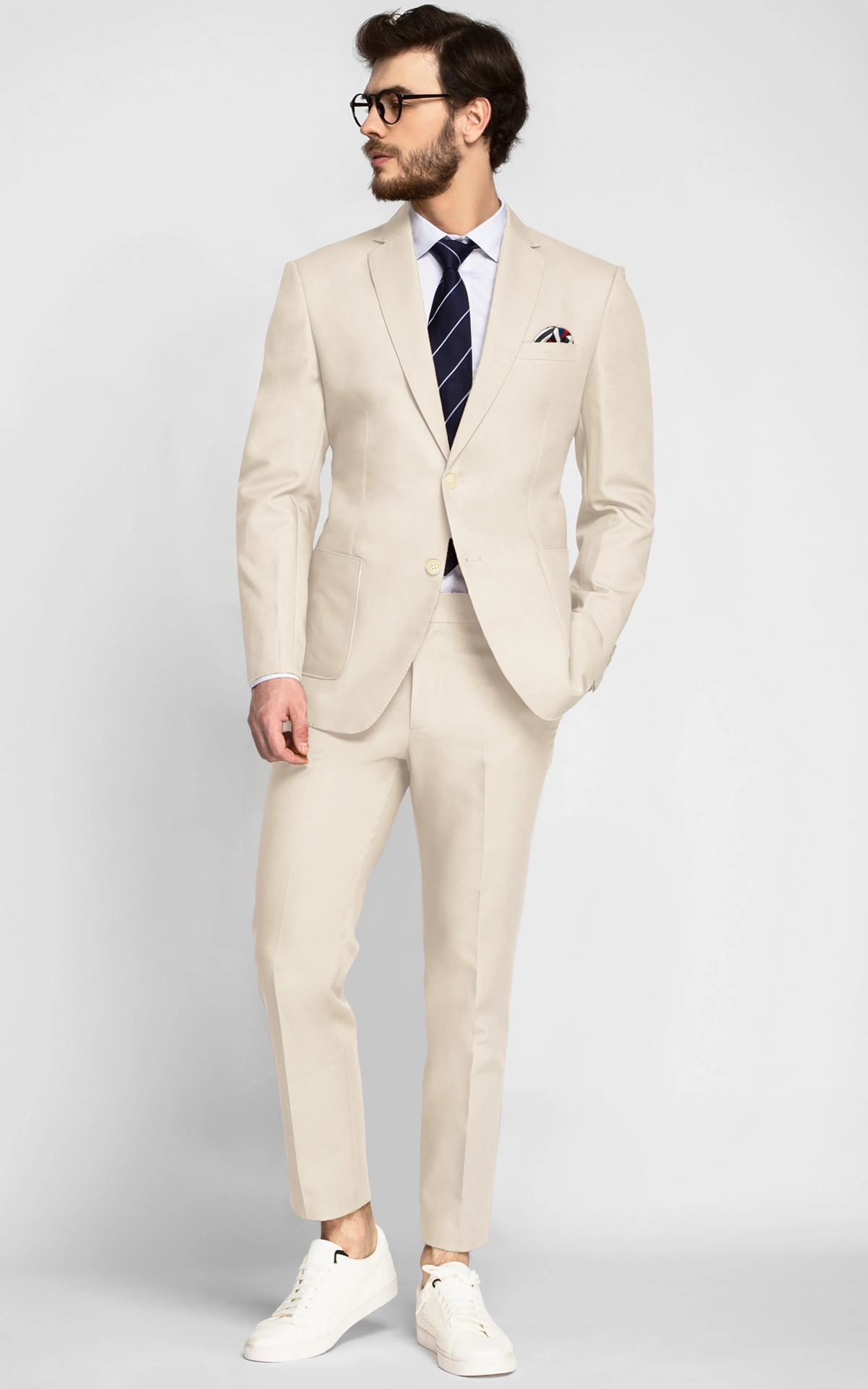 Beige Derby Cotton Suit