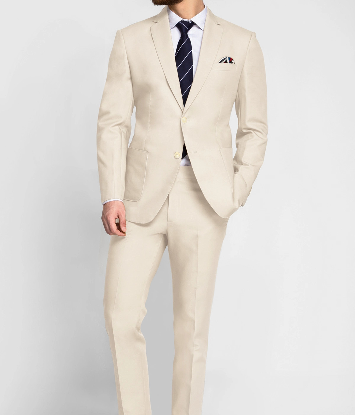 Beige Derby Cotton Suit- view-2