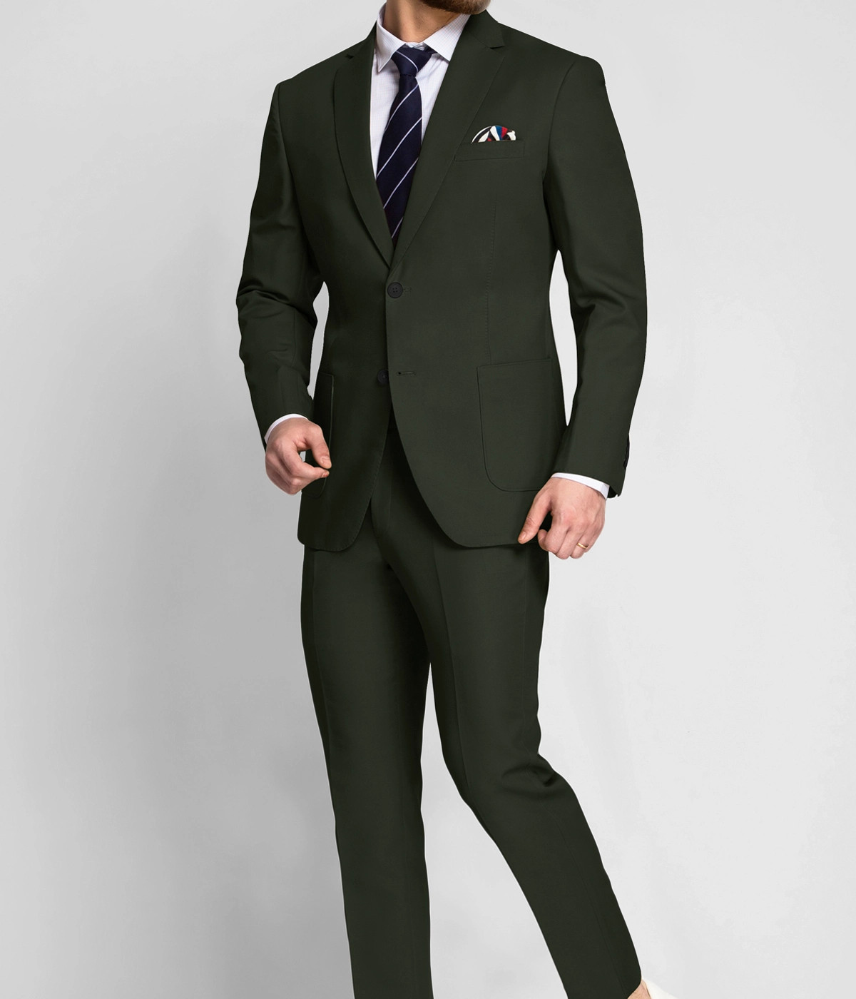 Olive Green Cotton Suit- view-2