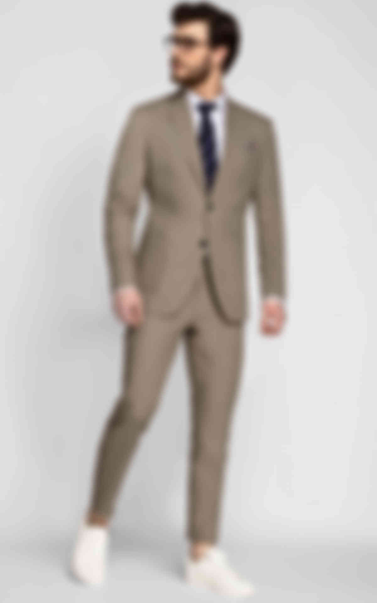 Pebble Brown Khaki Cotton Suit