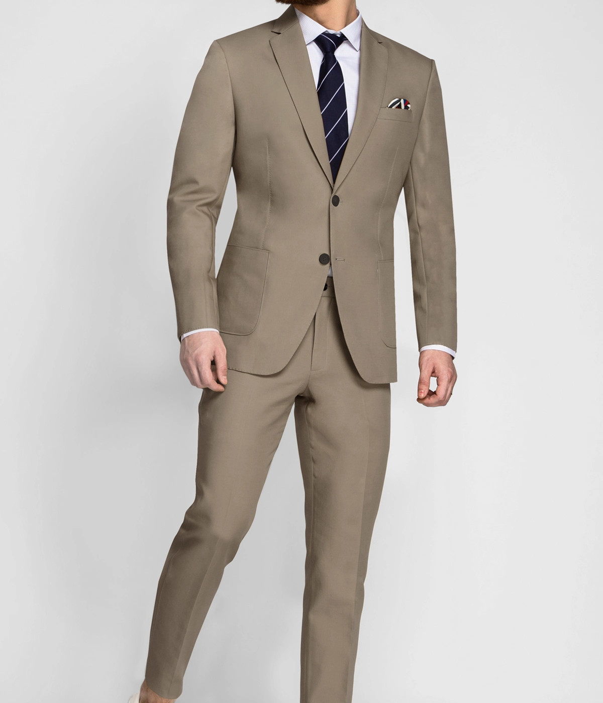 Pebble Brown Khaki Cotton Suit- view-2