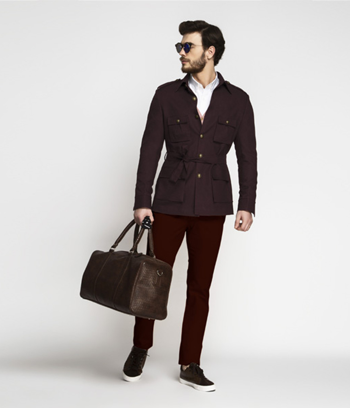 Cocktail Burgundy Military Suit- view-2