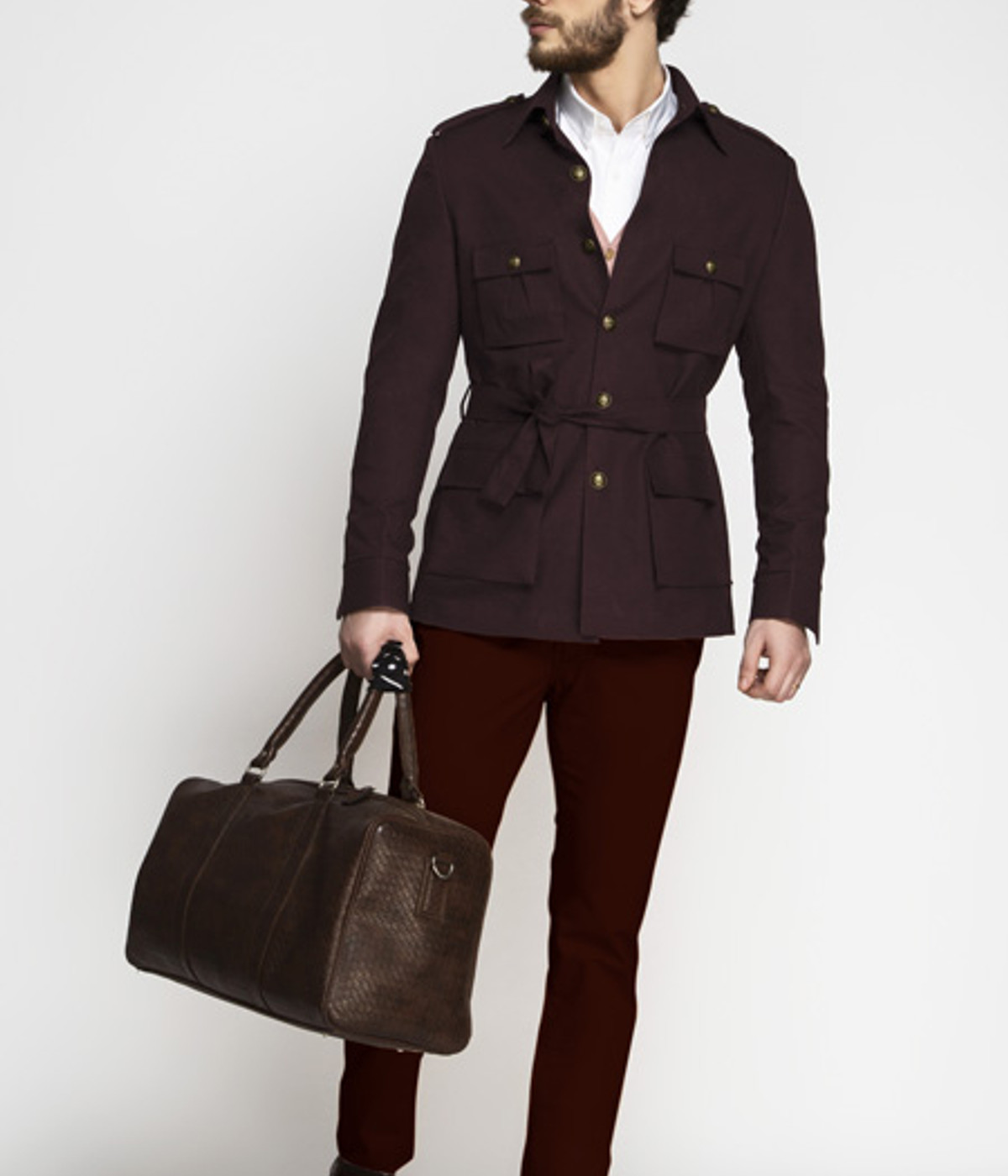 Cocktail Burgundy Military Suit- view-1
