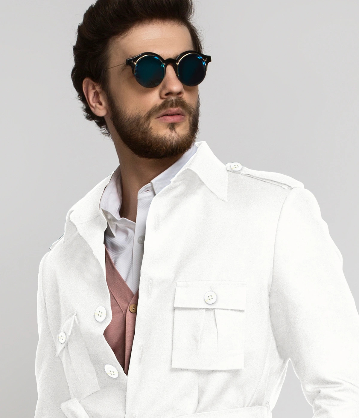 Napoli White Military Suit-1