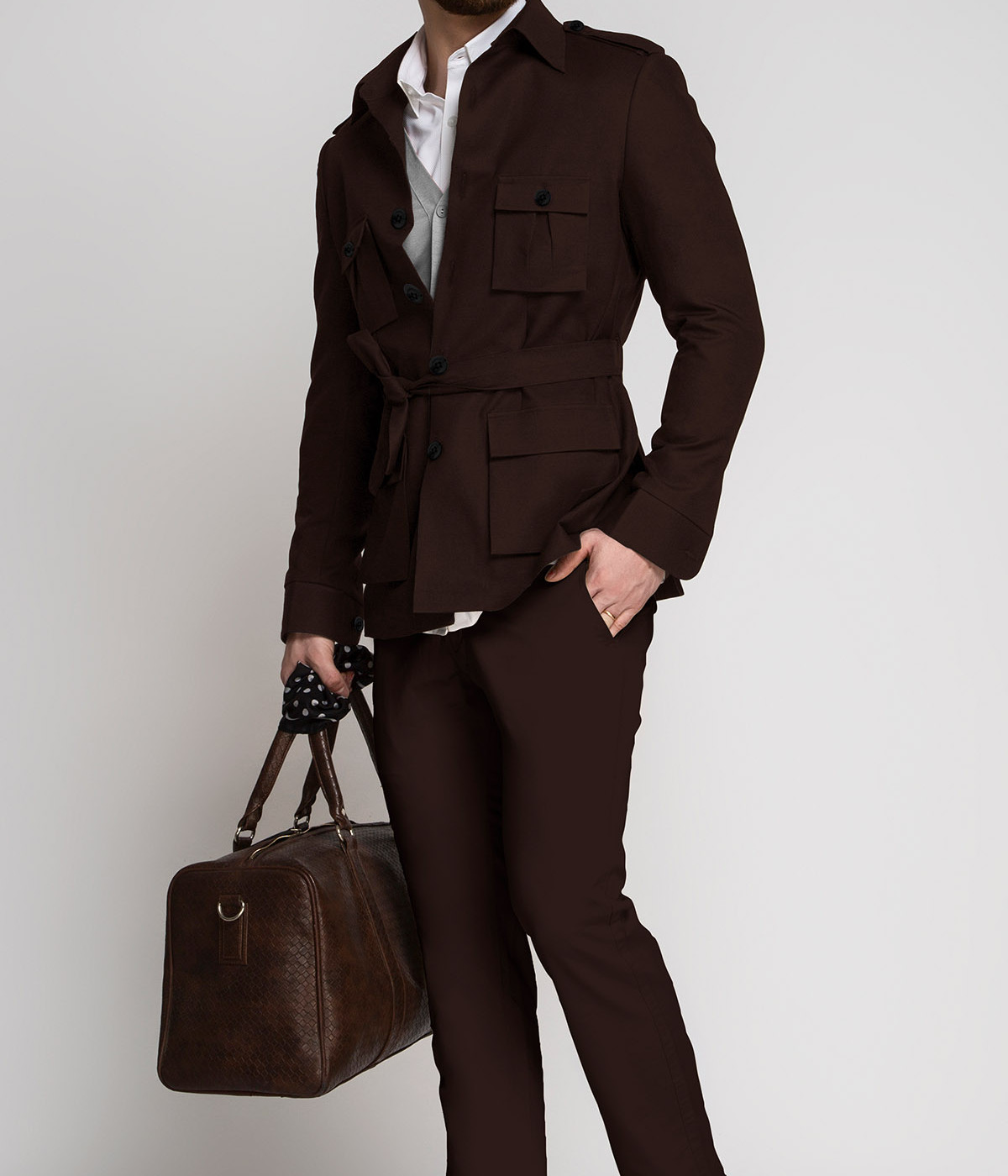 Forest Khaki Brown Military Suit- view-1