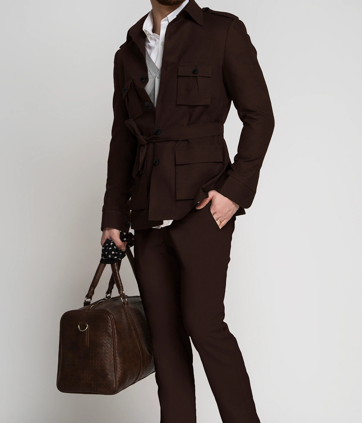Forest Khaki Brown Military Suit- view-2