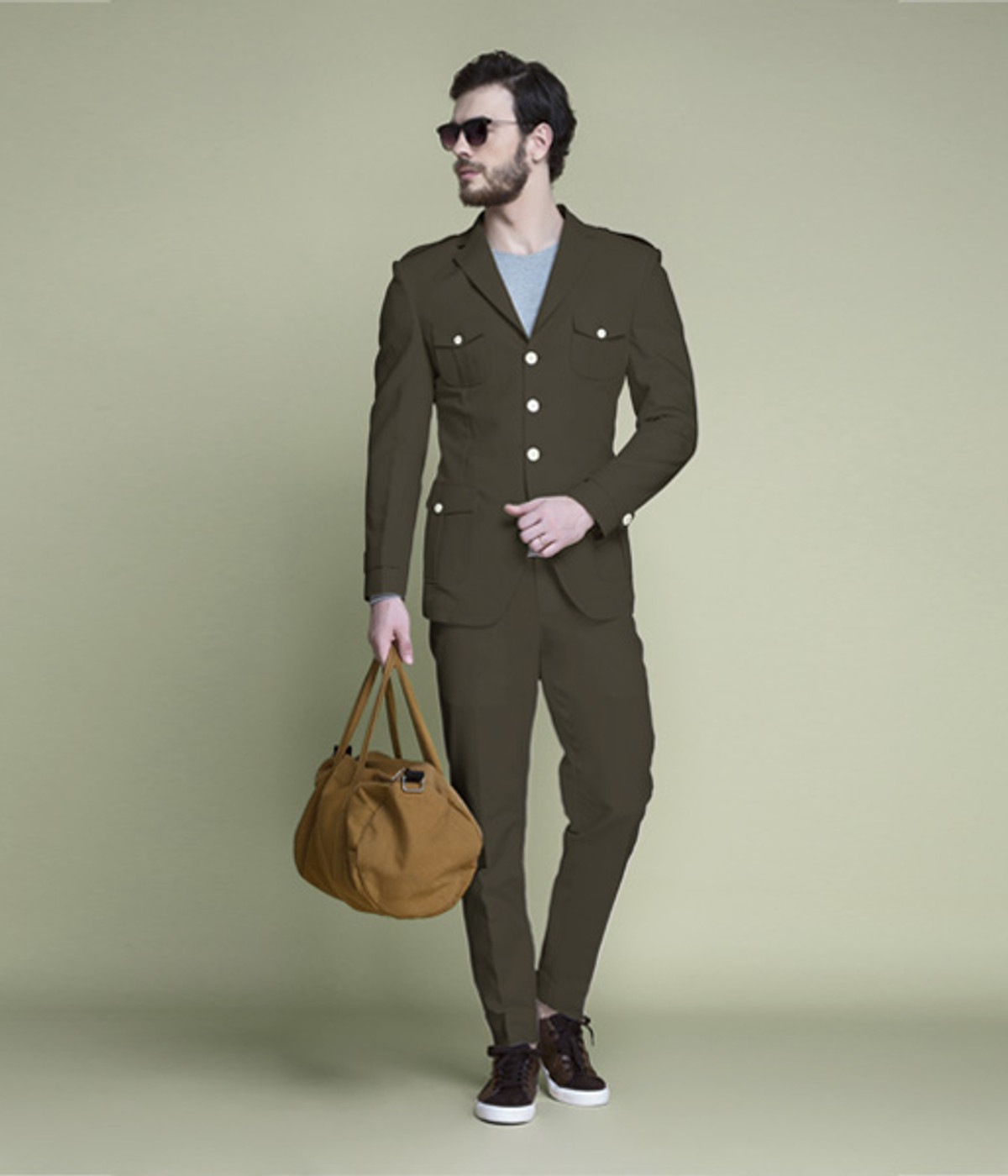 Taupe Green Leisure Suit- view-2