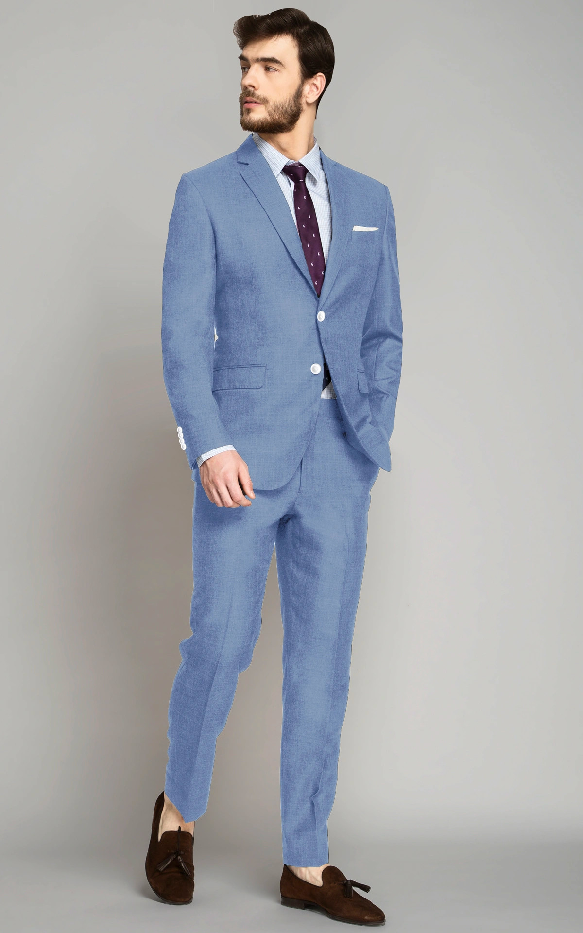 sky blue suit