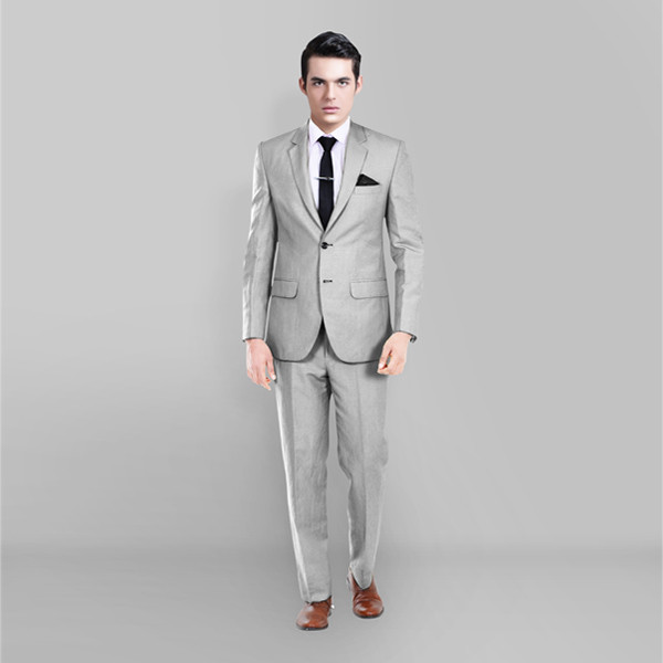 Light Grey Wool Silk Suit-mbview-main