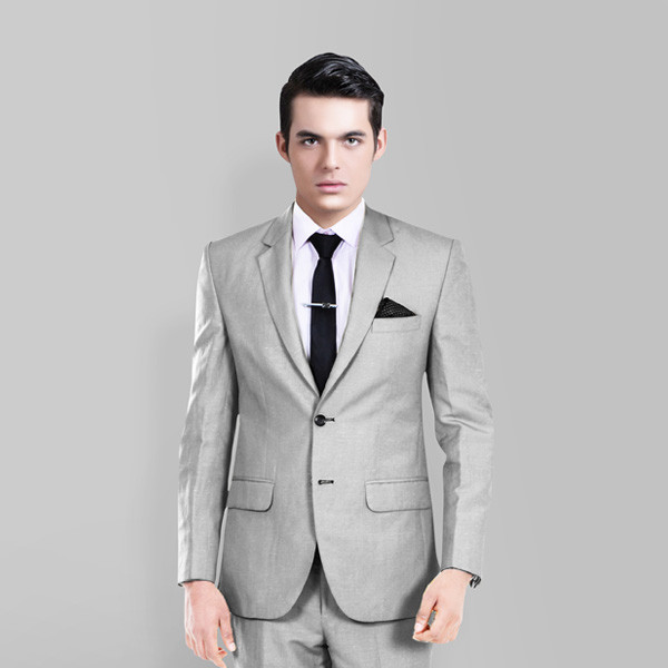 Light Grey Wool Silk Suit-mbview-2