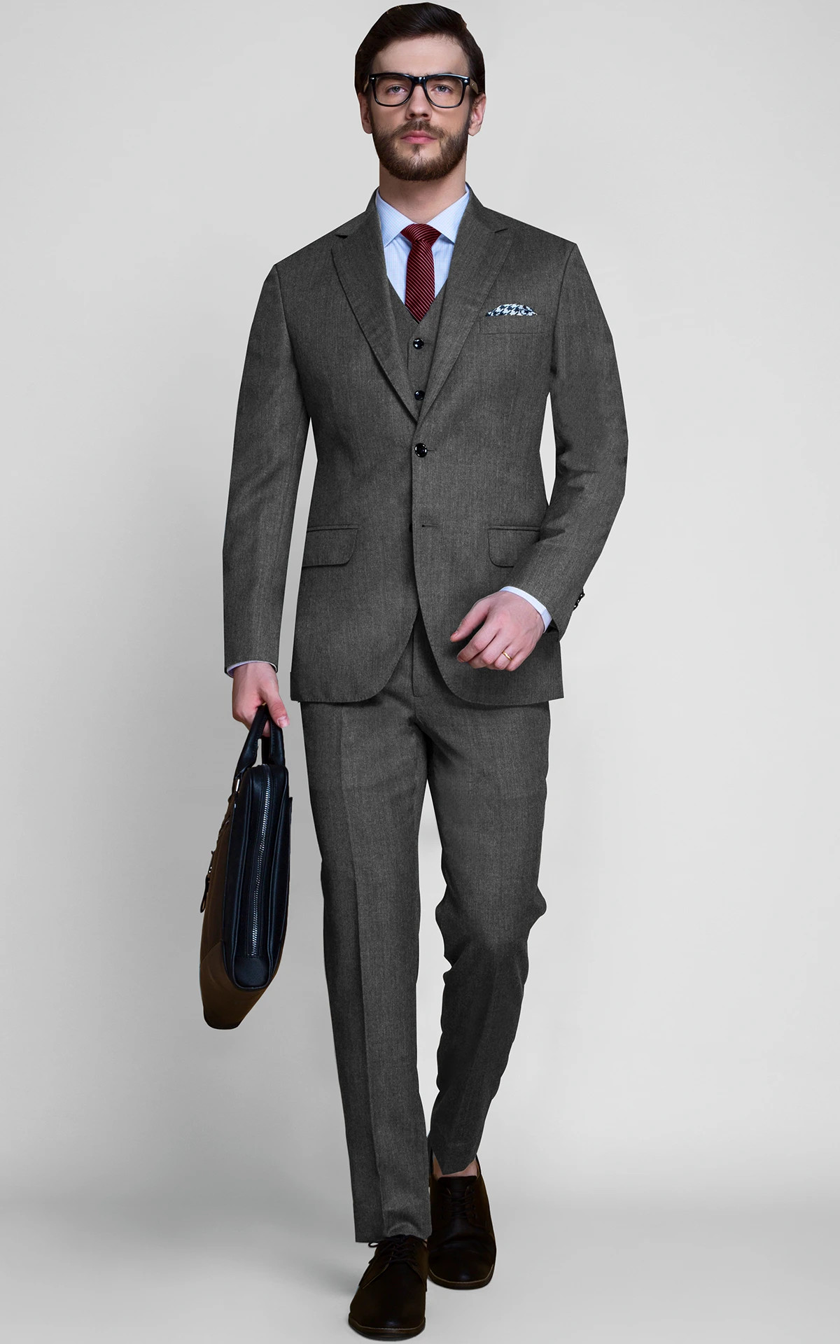 Dark Grey Herringbone Suit