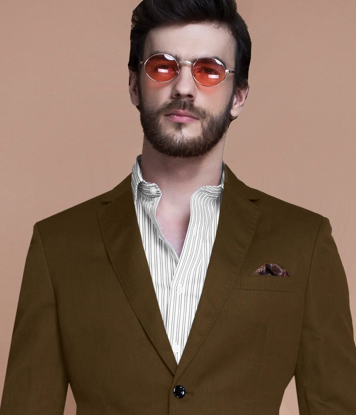 Khaki Brown Linen Suit-1