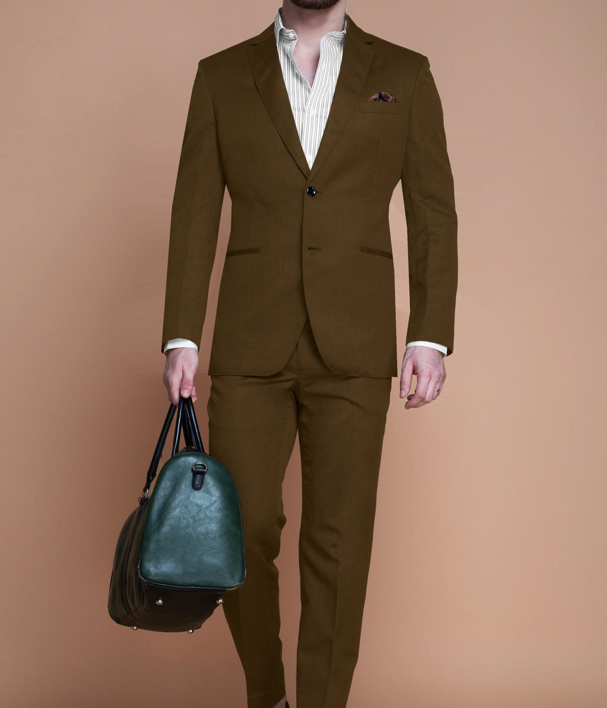 Khaki Brown Linen Suit- view-2