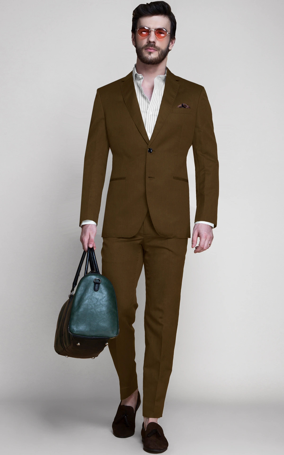 Khaki Brown Linen Suit