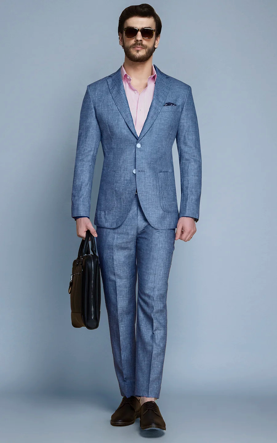 Newport Blue Linen Suit