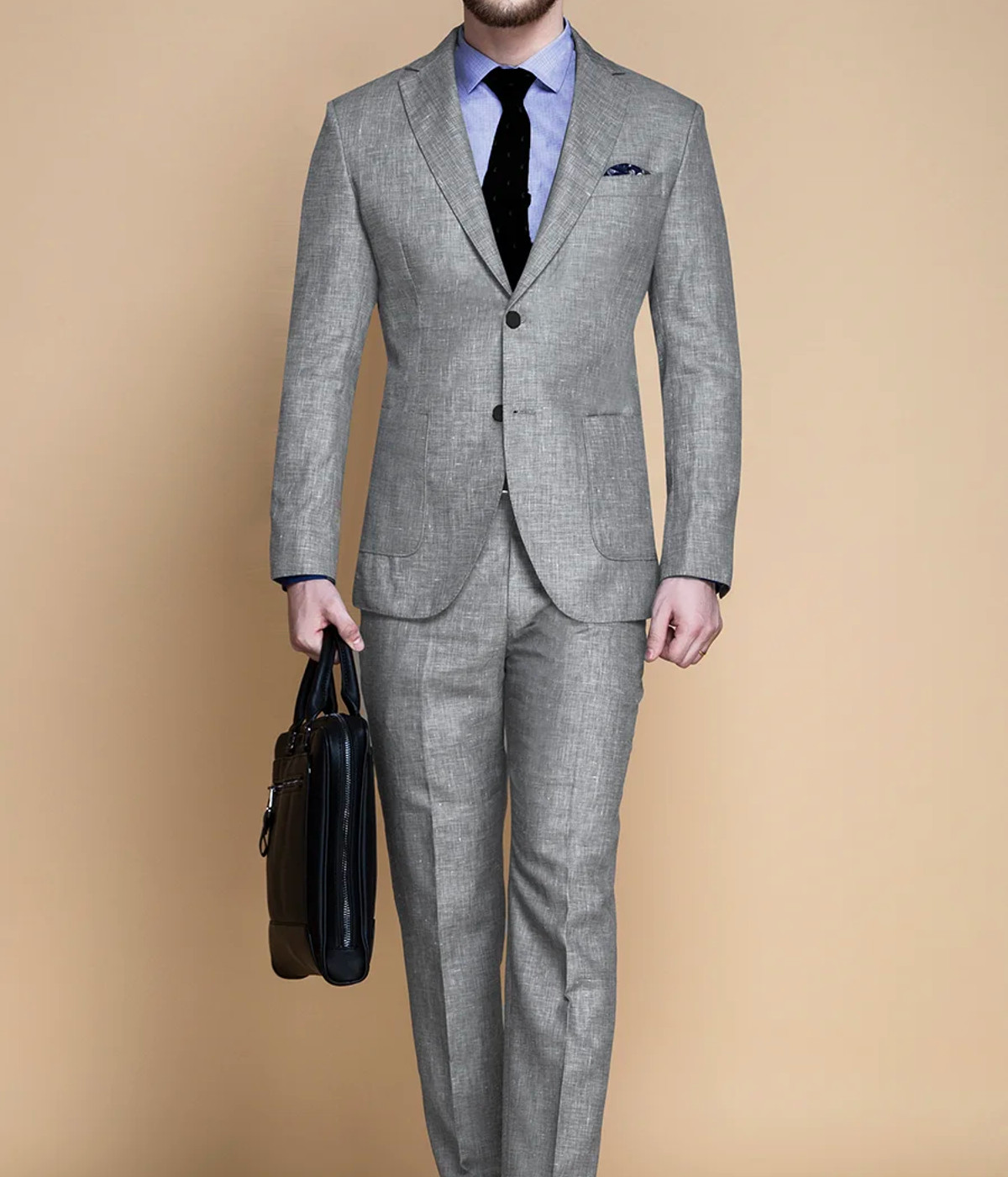Pastel Grey Linen Suit- view-2