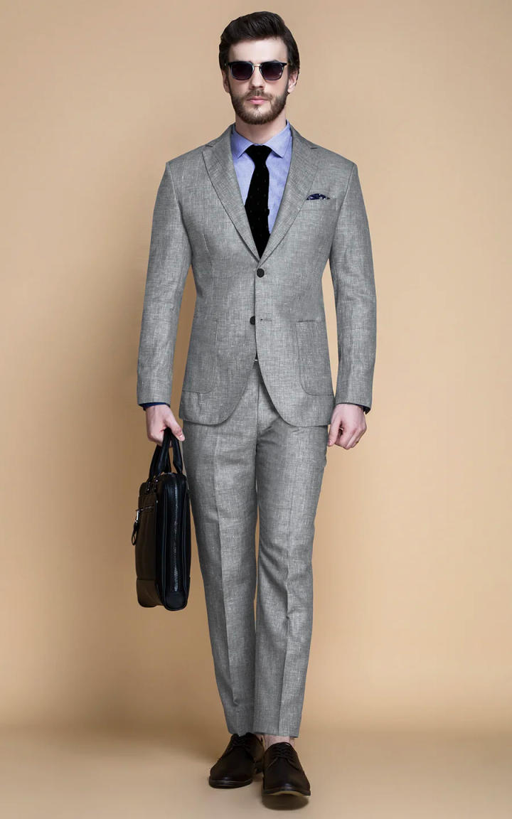 Pastel Grey Linen Suit image