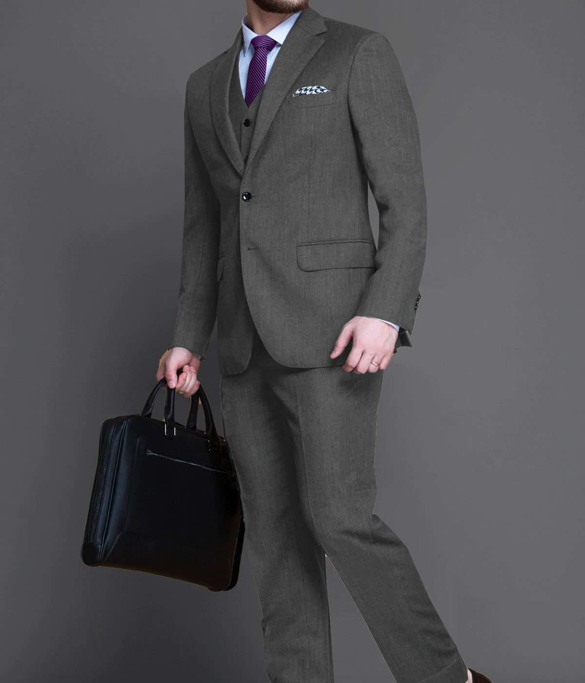 Windsor Dark Grey Flannel Suit- view-2