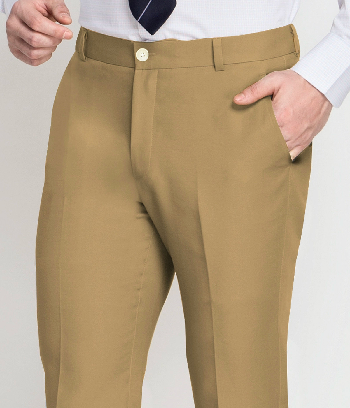 Khaki Classic Mid-Rise Cargos Cotton Trousers (FOPARA1) | Celio