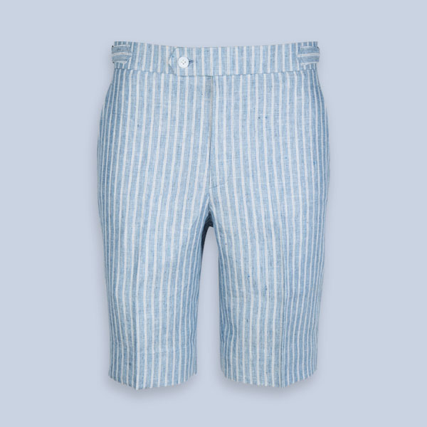 East Hampton Blue Linen Striped Shorts-mbview-1
