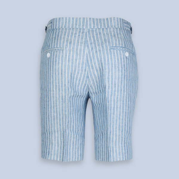 East Hampton Blue Linen Striped Shorts-mbview-2