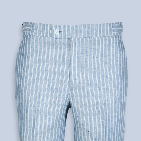 East Hampton Blue Linen Striped Shorts-mbview-3