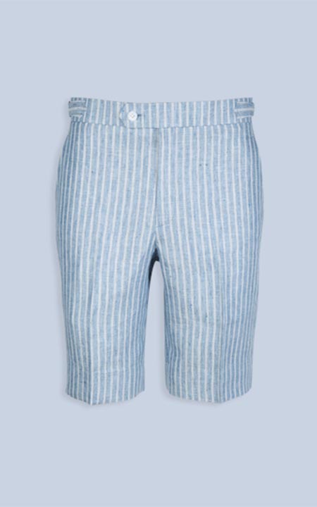 East Hampton Blue Linen Striped Shorts