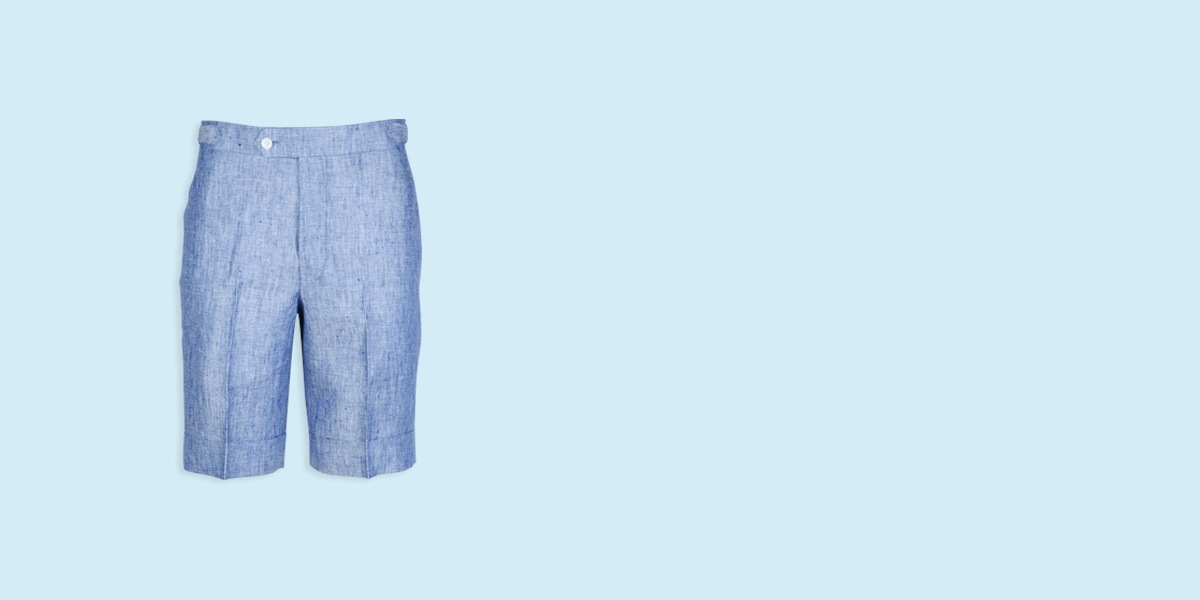 Cape May Slub Blue Linen Shorts- view-1