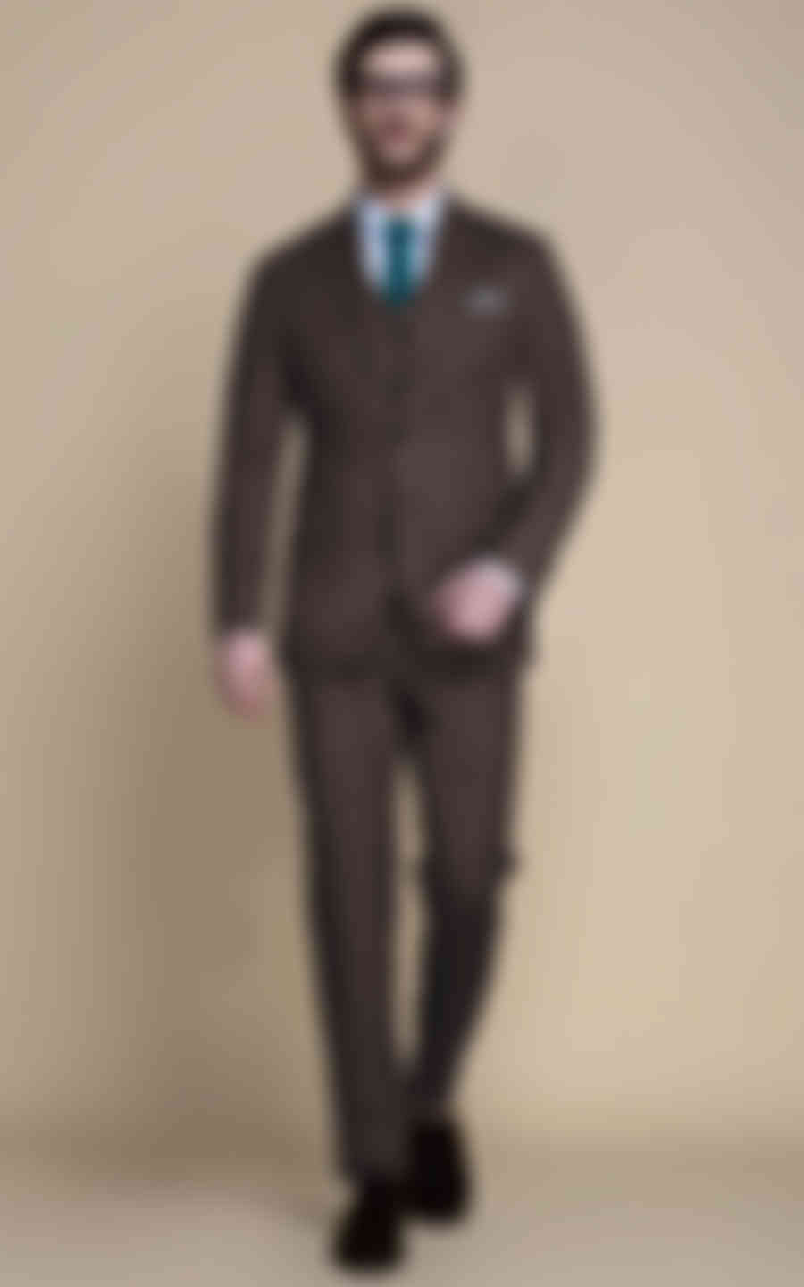 Coffee Brown Herringbone Custom Suit
