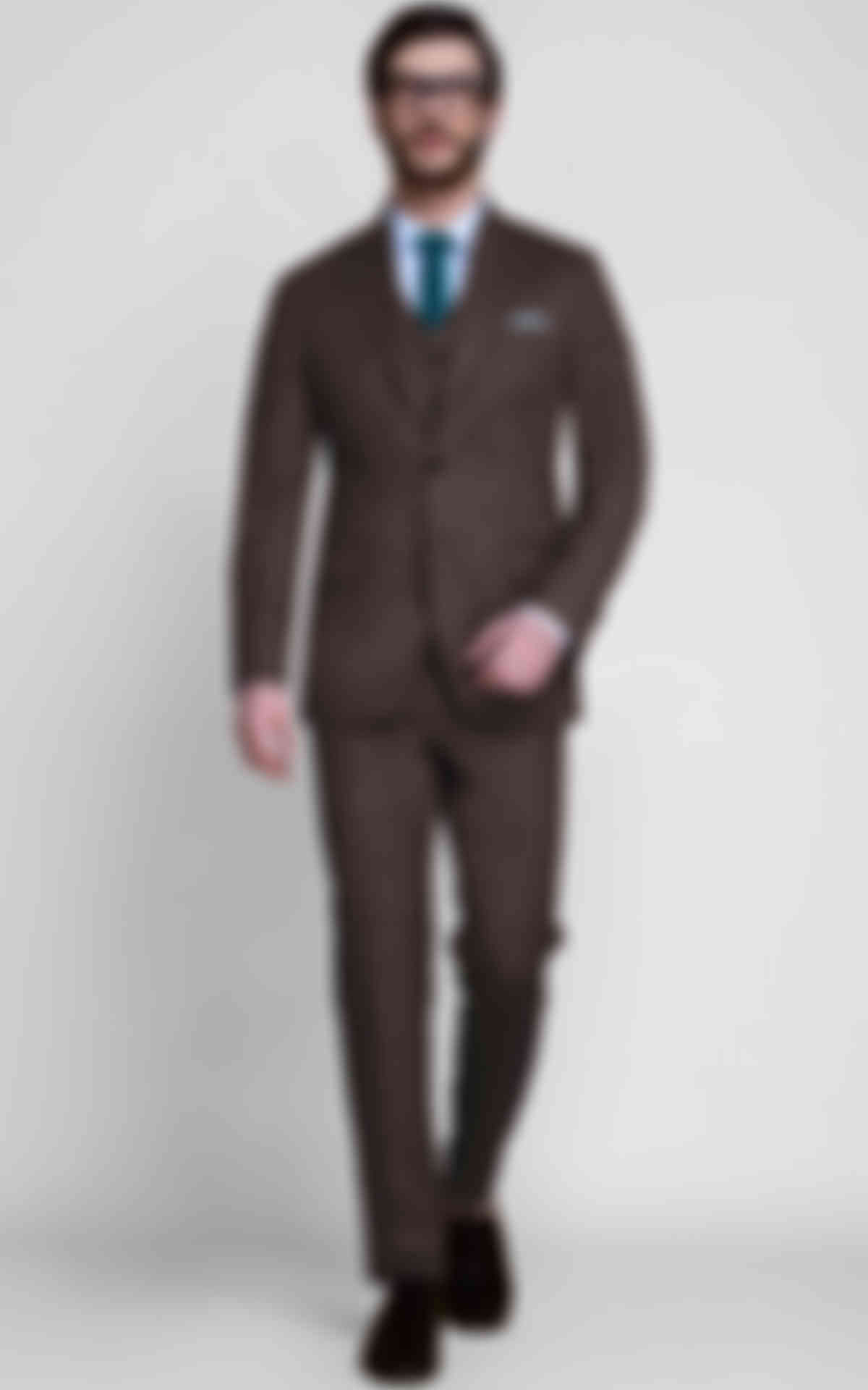 Coffee Brown Herringbone Custom Suit