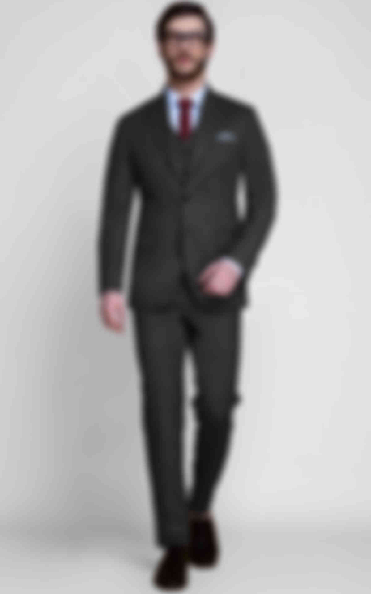 Charcoal Herringbone Custom Suit