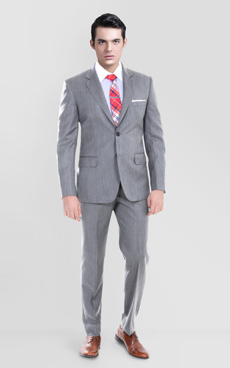 Gray Herringbone Custom Suit