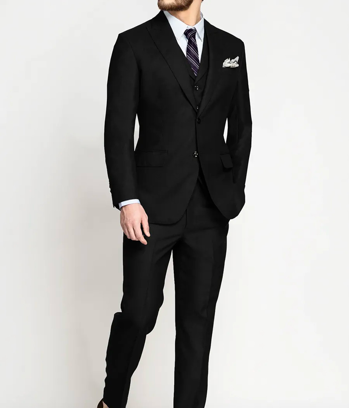Black Classic Wool Custom Suit- view-2