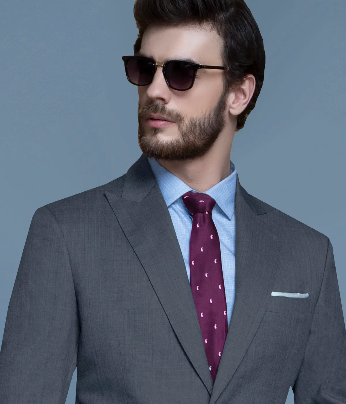 Dark Gray Slim Fit Plaid Groom Suit for men by BespokeDailyShop
