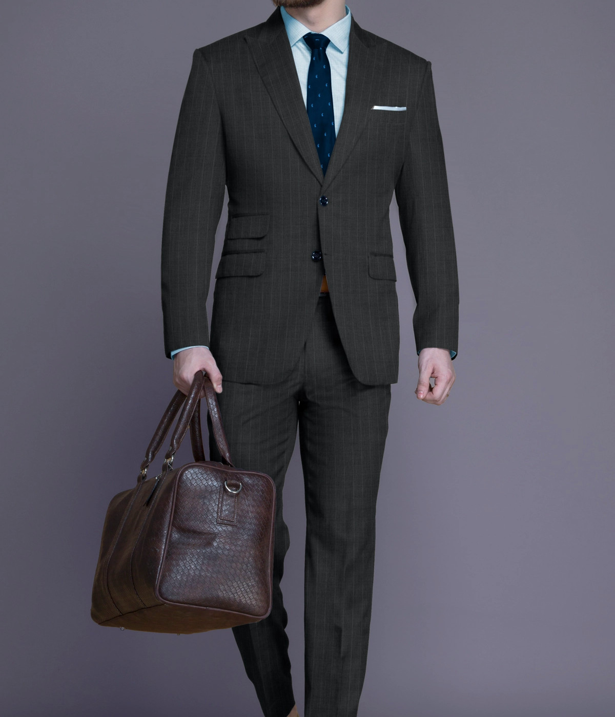 Charcoal Stripe Wool Suit- view-2