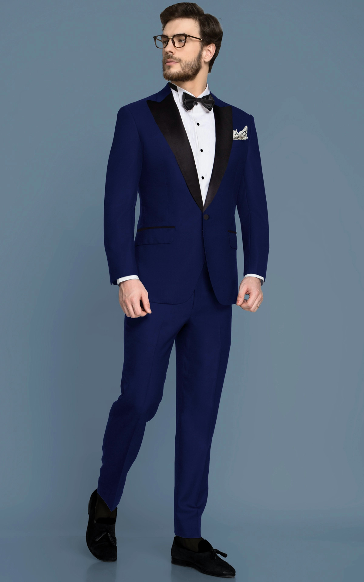 tuxedo with blue shirt