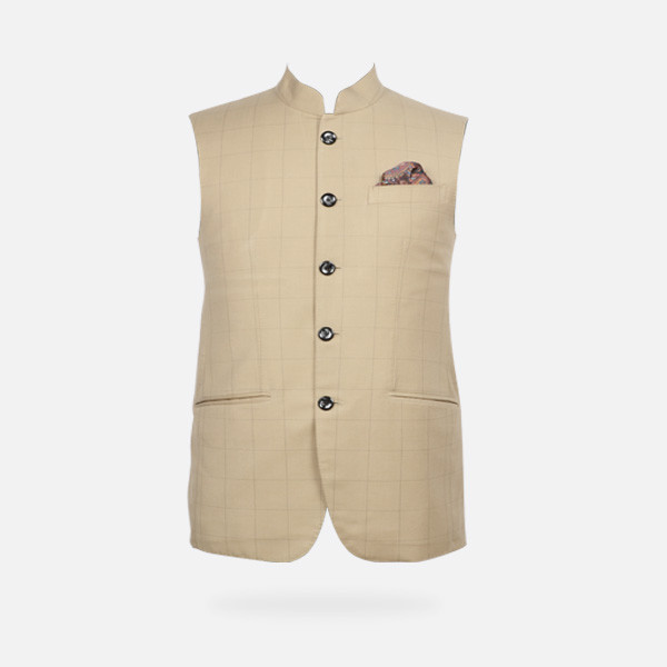 Jaipur Khaki Brown Checks Jacket-mbview-main