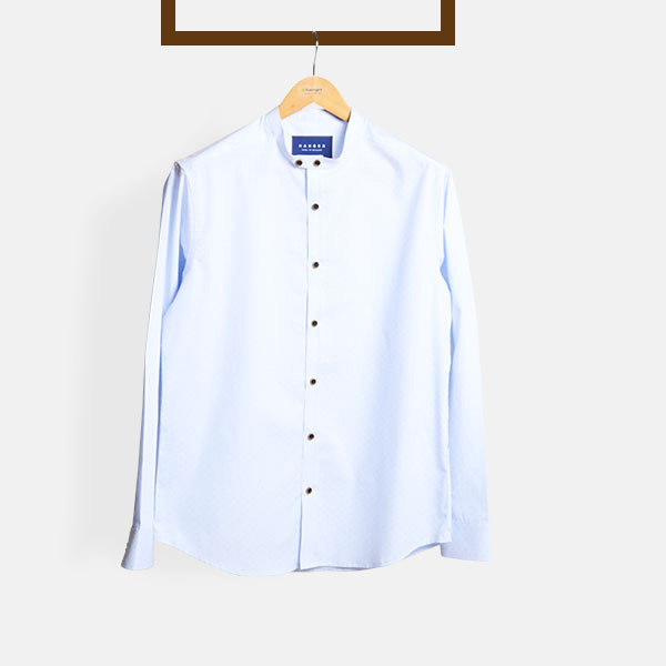 Blue Microcheck Embroidered Shirt-mbview-1