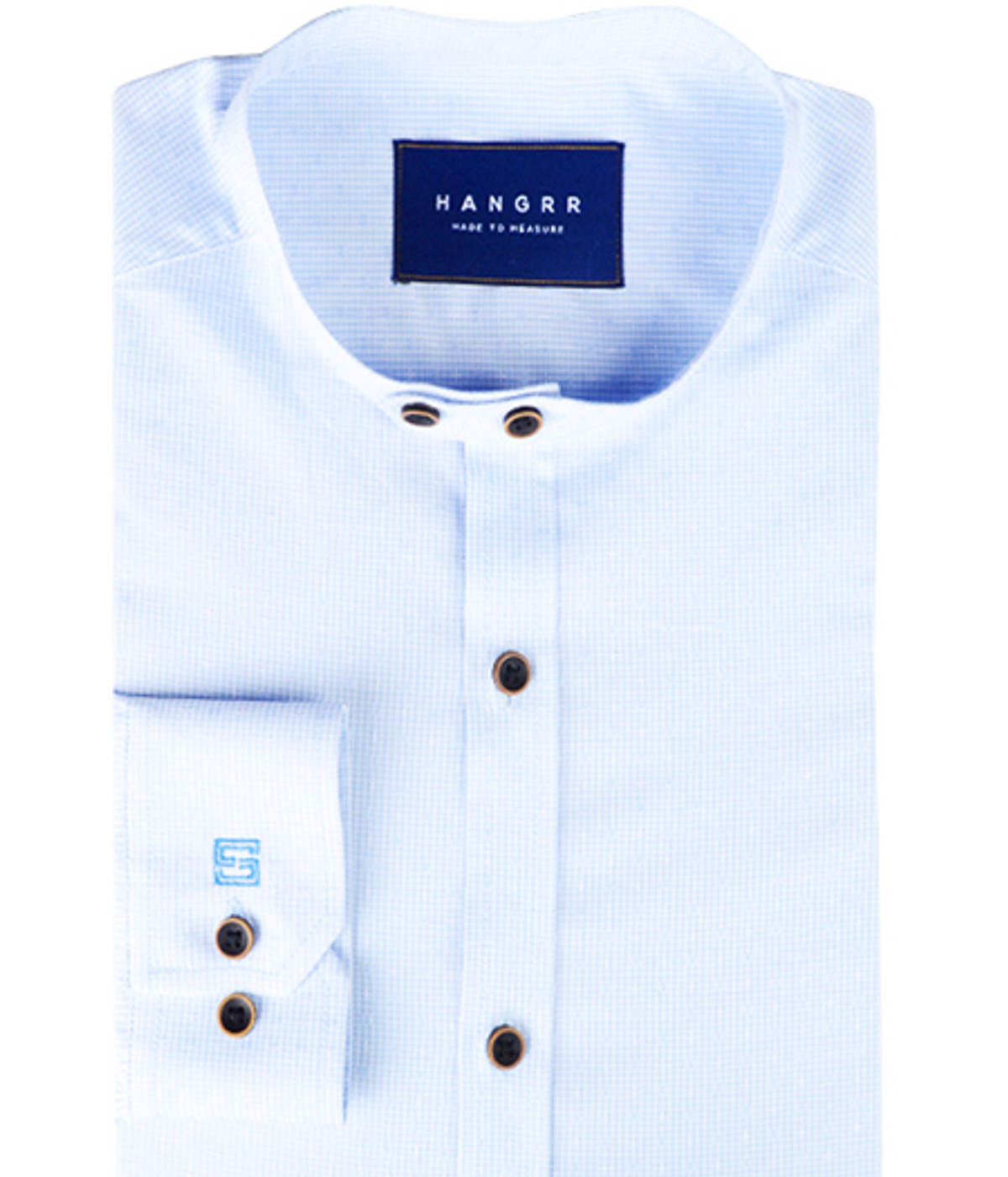 Blue Microcheck Embroidered Shirt- view-1