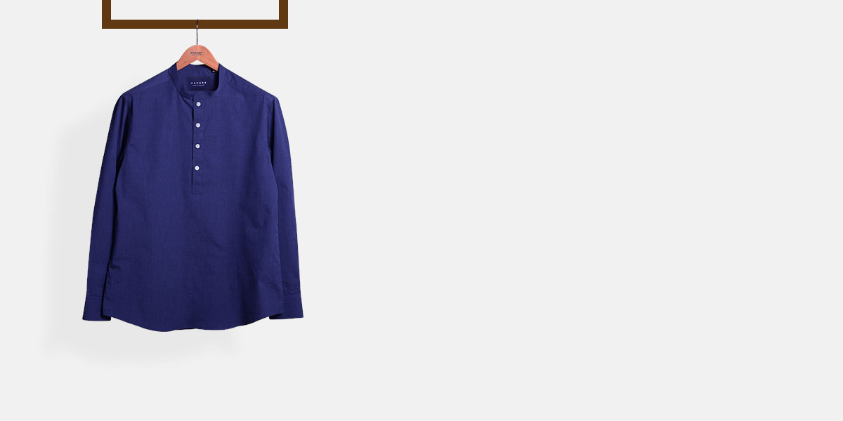 Royal Blue Fine Weave Henley Shirt- view-1