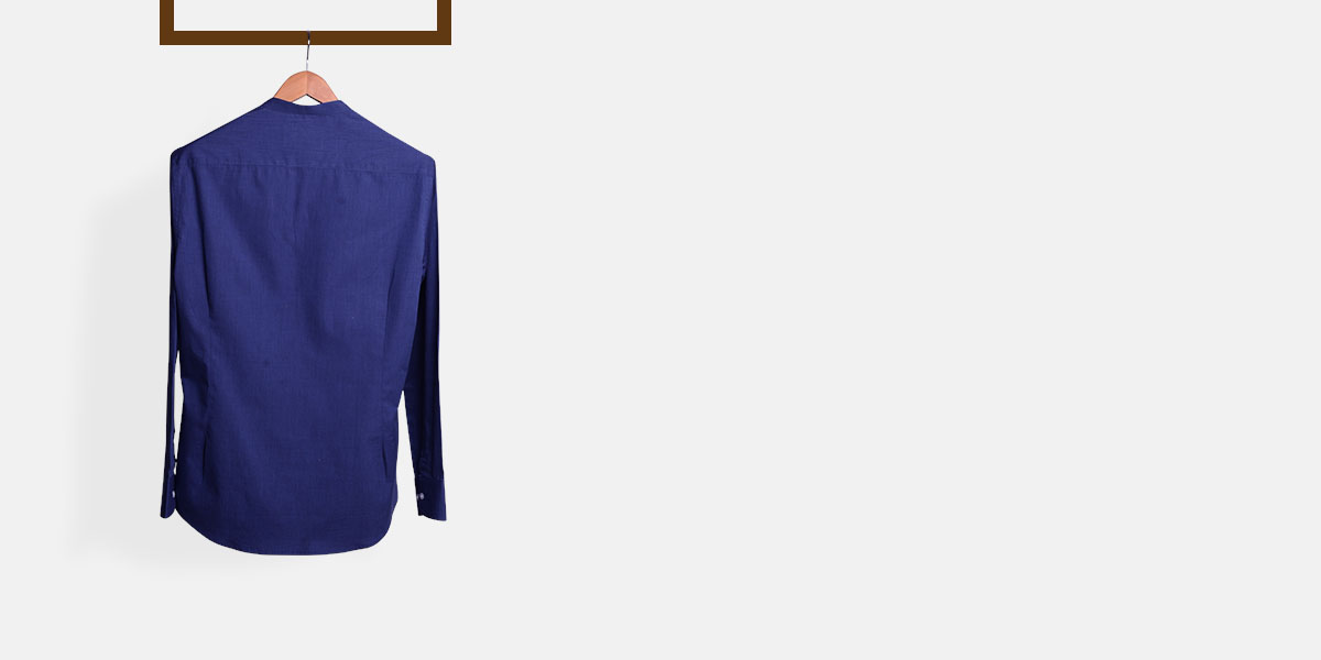 Royal Blue Fine Weave Henley Shirt- view-2